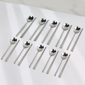 퀸센스 스텐 수저 세트 10인 챠밍 민짜 가정 업소용 대량 가게 식당 급식 단체 한식 식기 숟가락 젓가락