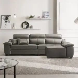 [신세계라이브쇼핑][동서가구] 엘빈 천연가죽 4인용 소파+카우치스툴 DF909044