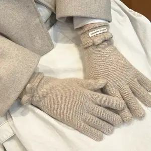 [닥스](강남점)DCGV4F390I2 [24FW][최고급 캐시미어][닥스장갑]베이지 리본장식 울캐시미어 핑거홀 장갑