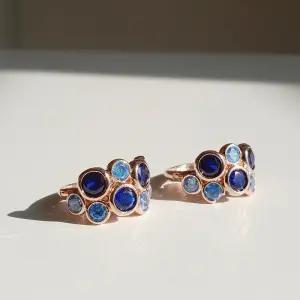 14k G.F 골드 레이티 사파이어 원터치 링 귀걸이 EA2357