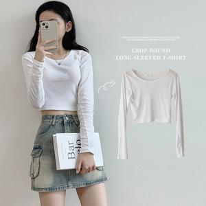 [기타][완벽핏/필수템] 크롭 라운드넥 쫀쫀 긴팔 티셔츠, 이너티셔츠, 기본티셔츠