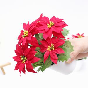 크리스마스 장식 소품 포인세티아 미니 조화 화분 인테리어 겨울꽃