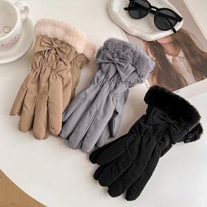 [1+1] 리본셔링 고퀄리티 기모퍼 패딩장갑 터치가능 여성장갑 컬러3종