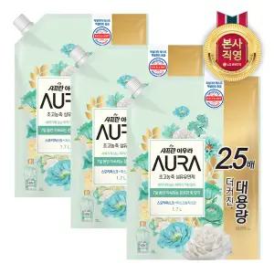 샤프란 아우라 초고농축 섬유유연제 스모키머스크 리필 1.7L 3개