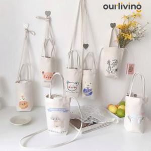 컵홀더 제로웨이스트 캐리어 드링크백 캔버스 텀블러 에코백 보틀파우치