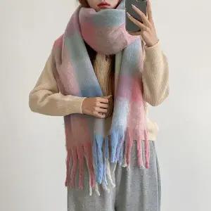 [라이니]빅사이즈 솜사탕 목도리 체크 무지 머플러 ac 9471c_P371618703