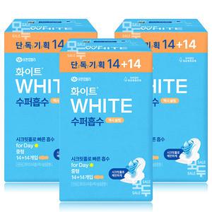 화이트 수퍼흡수 맥시슬림 중형 (14+14)x3팩 /생리대