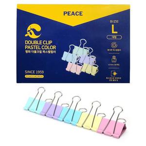 피스코리아 더블크립 파스텔컬러 대형 41mm 1갑 30개 서류 칼라 더블 클립 집게 평화