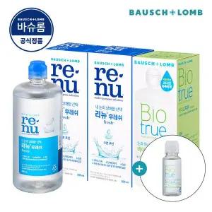 [바슈롬] 리뉴 후레쉬 500ml x 2개 + 바이오트루 500ml x 1개 바이오트루 60ml 증정 소프트 렌즈
