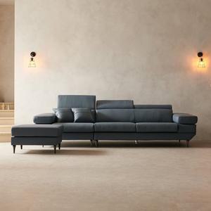 [라자가구]비바 몬테 천연면피 통가죽 3.5인 소파 + 스툴 LSI012