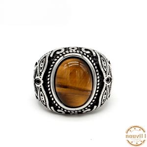 티타늄 스틸 호안석 주사석 애끼 반지  금전운 용기 행운 의미 원석 플라워 에스닉 각인