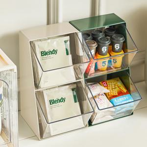 예쁜 홈 카페 탕비실 소품 2단 보관함 캡슐커피 티백 간식 보관 다용도 디스펜서