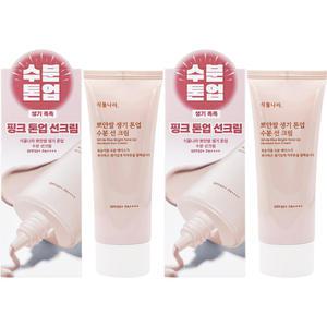 식물나라 뽀얀쌀 생기 톤업 수분 선크림100ml x2개 피부톤보정 베이스 톤업선