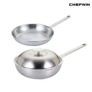 [쉐프윈]쉐프윈 316STS 통5중 28cm후라이팬+28cm멀티웍