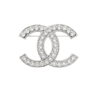 [엘러브] 새상품  23A 크리스탈 CC로고 브로치 실버 5ET0888