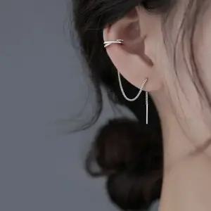 925 실버 드롭 귀찌 롱 체인 귀걸이 N229