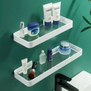 붙이는 무타공 못없이 모던 강화유리 욕실 선반 스텐욕실선반 벽선반 욕실젠다이 흡착식욕실선반