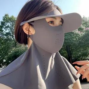 여성용 여름 스포츠 햇빛 차단 썬캡과 페이스 마스크