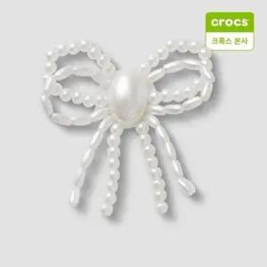 갤러리아 [크록스 본사][액세서리] 화이트 진주 비즈 리본 지비츠 참 100162