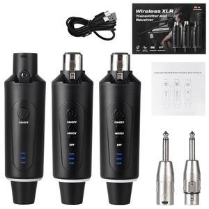 XLR 무선 마이크 시스템, 다이내믹 및 48V 콘덴서 마이크용 기타 송신기 수신기 플러그온, 오디오 믹서, 팬텀 전원 리버브 스위치(송신기 2개, 1개)