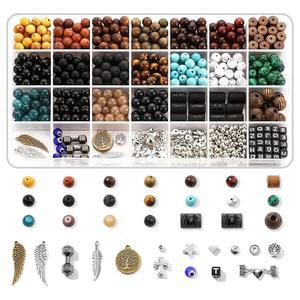 RACIOCK 12 별자리 팔찌 만들기 키트 620개 자연석 힐링 비즈 & 매력 - 스트레스 해소, 불안, 요가 마음챙김 선물을 위한 DIY 주얼리 여성 남성 커플을 선물