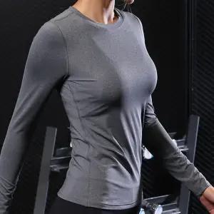 여성 무지 긴팔 요가복 상의 헬스 필라테스 티셔츠