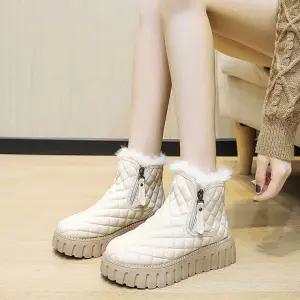 LN 겨울 여성 퀼팅 앵클 통굽 털 부츠 방한화 신발 구두 워커 슈즈