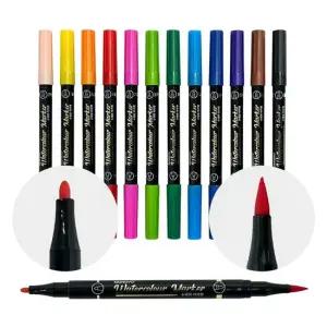 트윈 수채화 붓 12색 미술용 붓펜 붓펜 드로잉 세필 스케치 수성펜 마커 수채화용