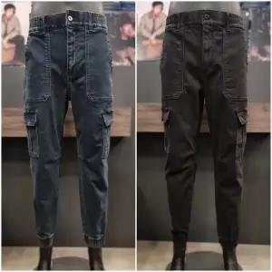 [버커루]공용 프리미엄 데님 밴딩 카고 기모 조거 D/BK 팬츠_US