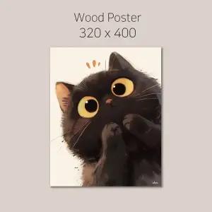 귀여운 고양이 우드 포스터 벽걸이 우드 액자 소품 인테리어액자 우드포스터 생일선물