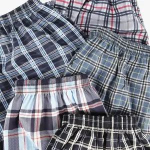 [국산] 체크 파자마 잠옷 바지 사계절 홈웨어 남성 9부