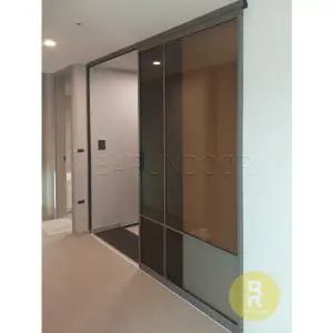 [바른도어]58번 원슬라이딩중문 유리분할형 예림151 브론즈반사+샤틴브론즈강화유리