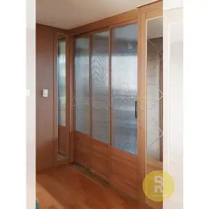 [바른도어]73번 초슬림3연동중문 고시형 우드 모루세로강화유리a