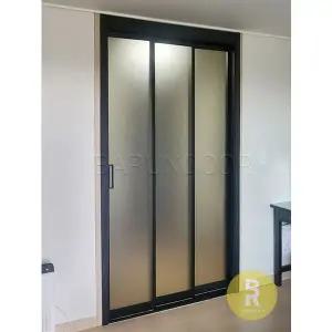 [바른도어]63번 초슬림3연동중문 블랙 샤틴브론즈강화유리a