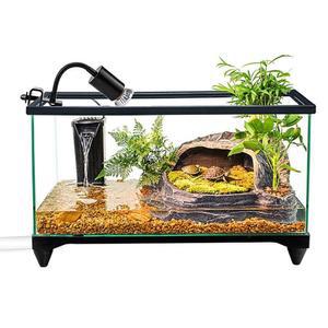 생태 60x38x30cm 쉼터 어항 유리 상자 거북이 하우스 둥근 수족관