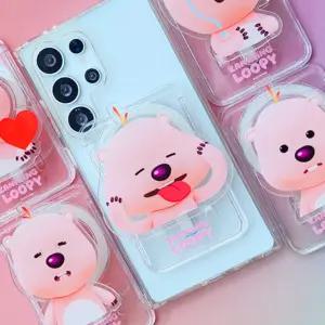 잔망루피 그립톡 스마트톡 슬라이드 투명 맥세이프 카드지갑 3장수납 신분증 교통카드