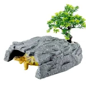 거북이 동굴 쉼터 소형 거북이집 도마뱀 은신처 일광욕 조경 터틀팟 육지 소품 숨숨집 A(옵