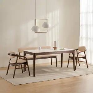 [삼익가구]더우디 포세린 통세라믹 4인용 와이드 원목 1600 식탁세트(벤치1+의자2)