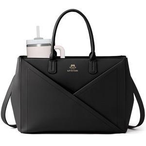 홀더가 있는 여성용 LOVEVOOK 노트북 토트백 15 6인치 PU 가죽 작업 가방 교사 토트백 방수 컴퓨터 가방 비즈니스 사무용 서류 가방 핸드백