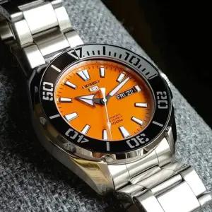 세이코5 스포츠 오토매틱 오렌지 남성 메탈시계 SRPC55K1