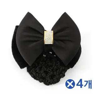 단아한 고급 사각큐빅 리본 헤어망x4개 유아머리핀
