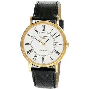 Longines Presence 38.5mm 화이트 다이얼 가죽 Men 시계 [세금포함] [정품] L4.921.2.11.2 손목시계 패션시