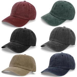 WRINGKIT 6피스 워싱 플레인 야구 모자, 유니 빈티지 코튼 트윌 조절 골프 아빠 레트로 비구조 모자 남성용, 여성용