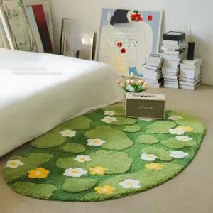 거실 러그 비정형 진한색 잔디 플라워 봄 꽃무늬