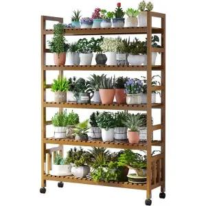 베란다화분선반 5단 나무 정리대 다육이 5층 화분 이동식