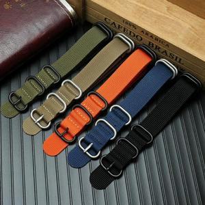 Nato 나일론 캔버스 시계 스트랩 Smartwatch 벨트 블루 그린 블랙 팔찌 5 링 버클 18 20mm 22 액세서리 최