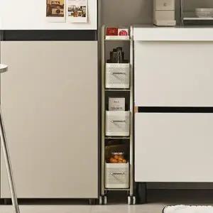 쏘옥 손잡이 이동식 틈새수납장 슬림 15cm