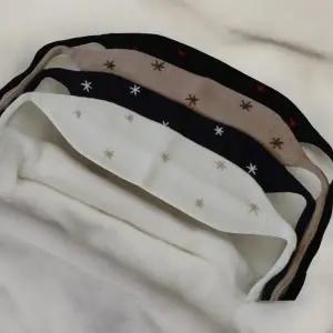 여성 눈꽃 자수 니트 두건 겨울 가을 매듭 끈 모자