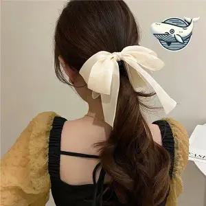 [콩심팥심]부드러운 리본 헤어핀 우아한 스타일 긴 머리용