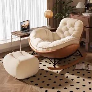 1인용 흔들의자 쿠션 넓은 등나무 패브릭 편안함 오렌지